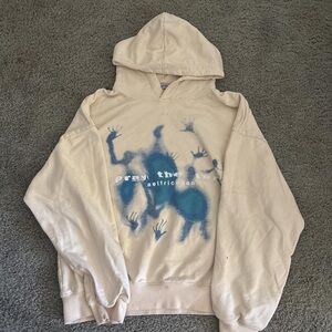 Aelfric Eden Cream Hoodie with Blue Design